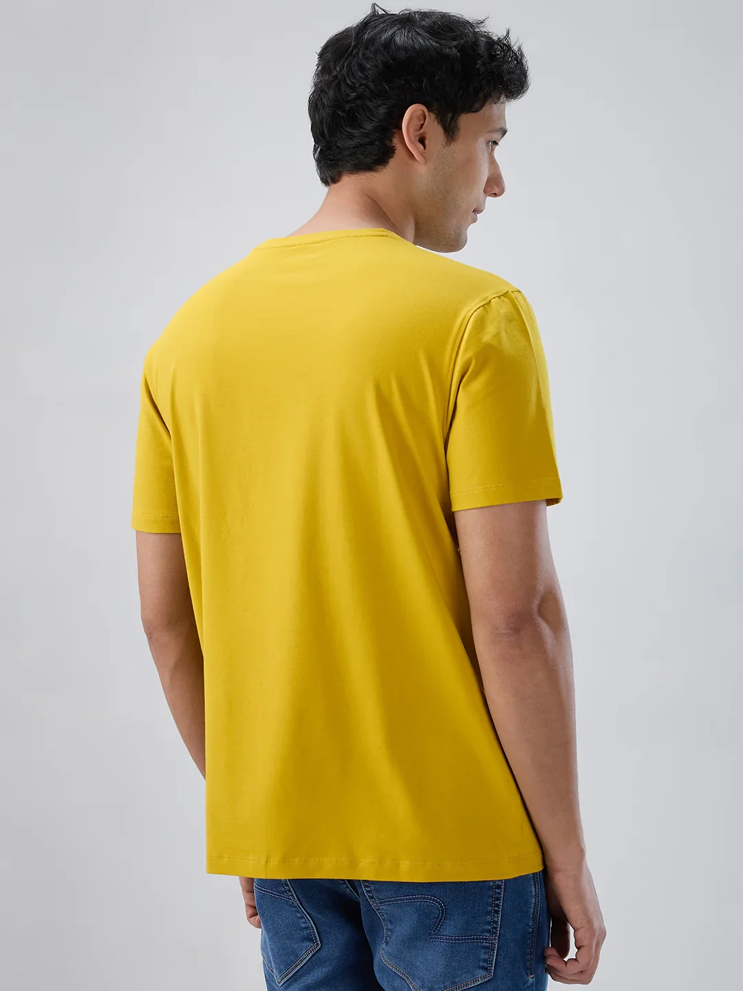 Men T-Shirt Graphic Yellow Regular Fit - Image 6