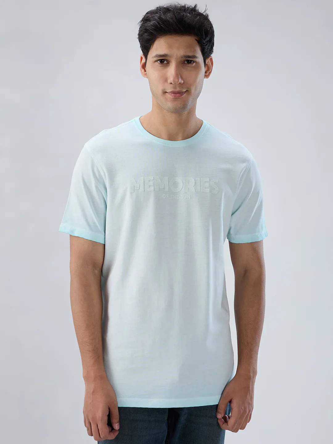 Men T-Shirt Graphic Blue Regular Fit