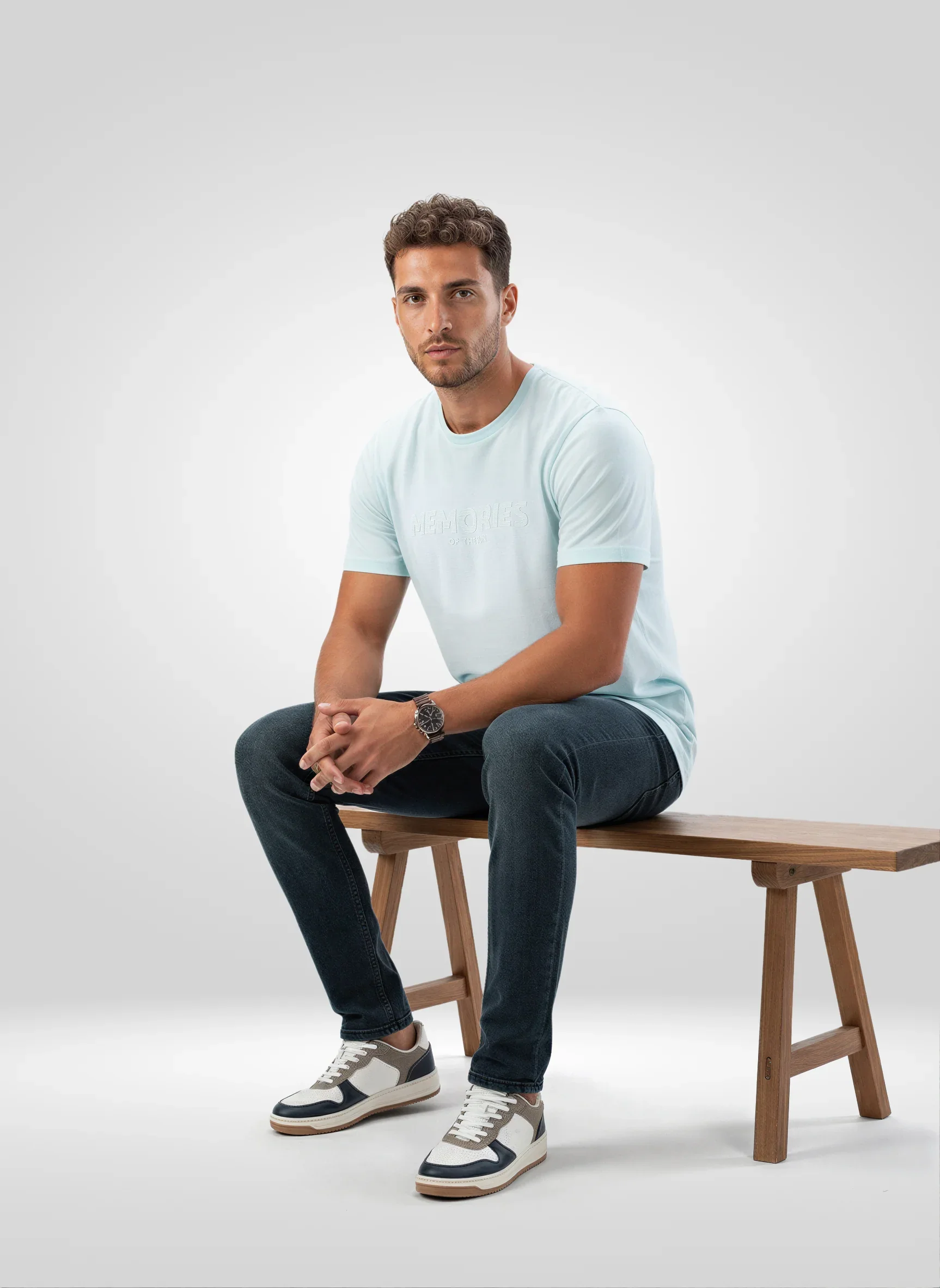 Men T-Shirt Graphic Blue Regular Fit - Image 2