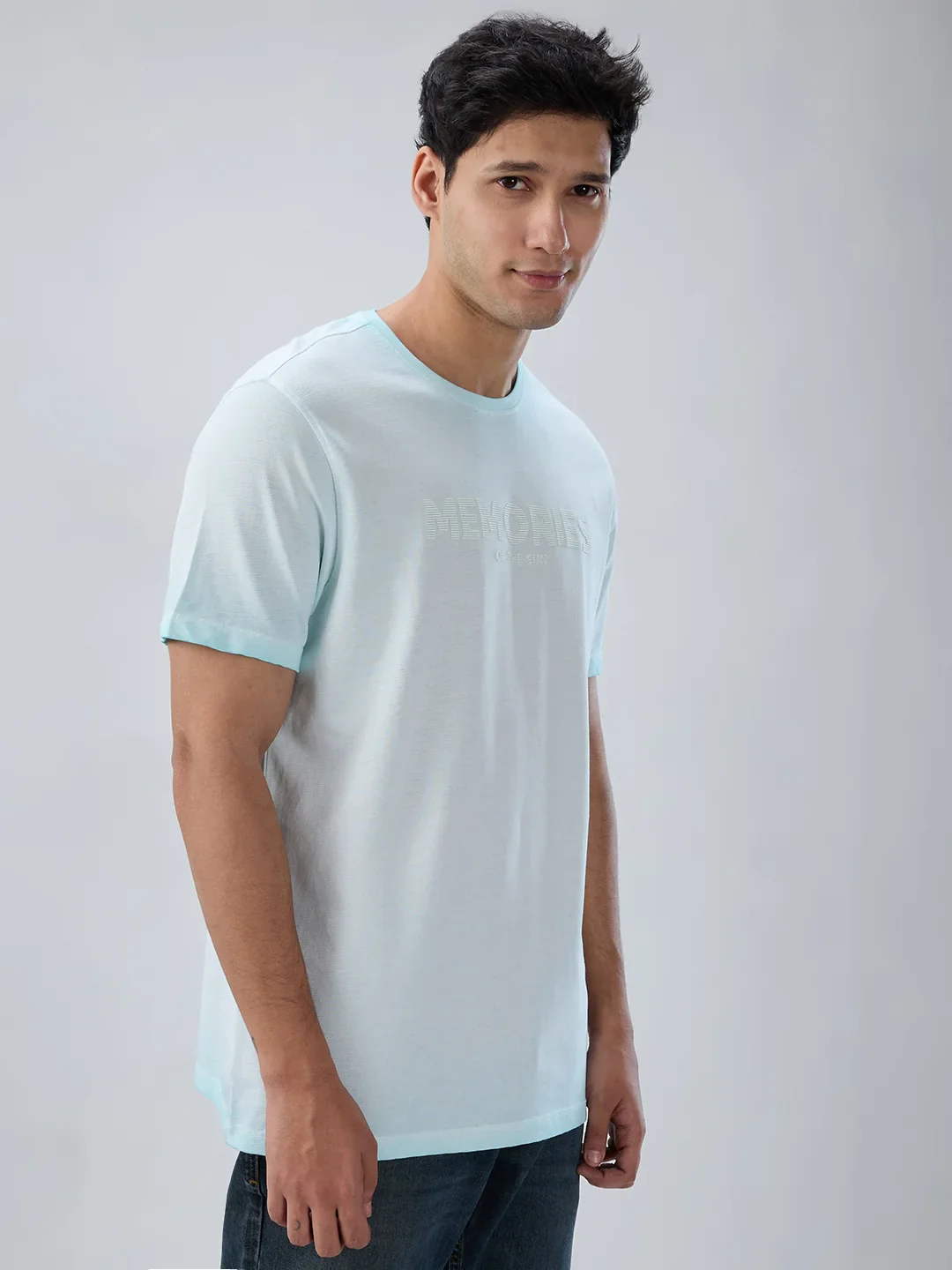 Men T-Shirt Graphic Blue Regular Fit - Image 3