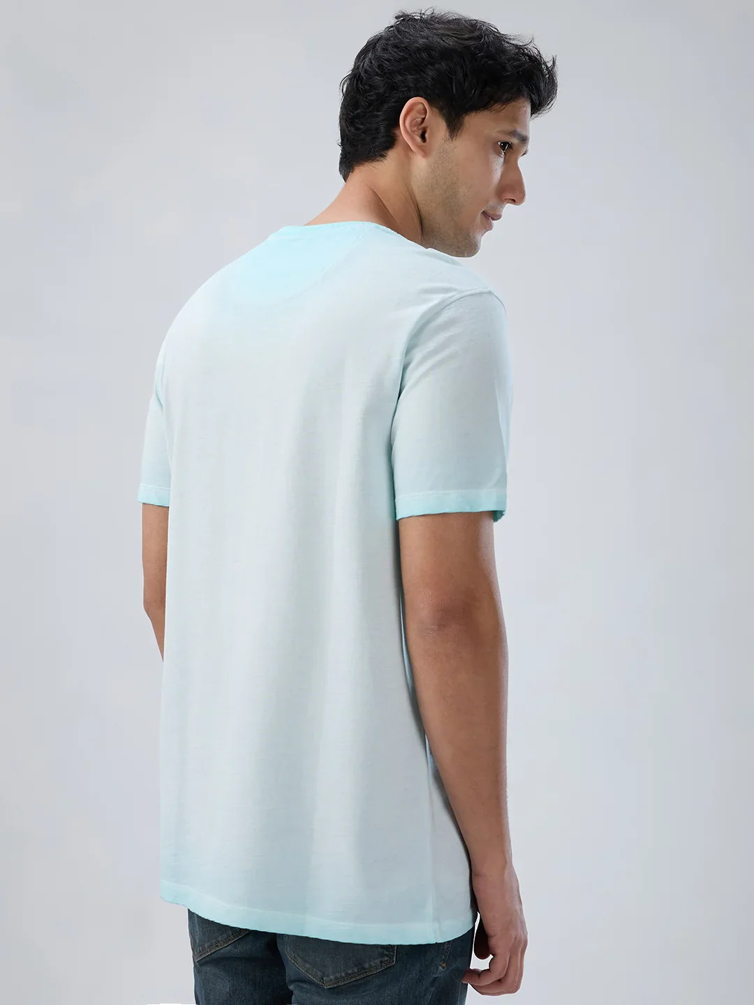 Men T-Shirt Graphic Blue Regular Fit - Image 6