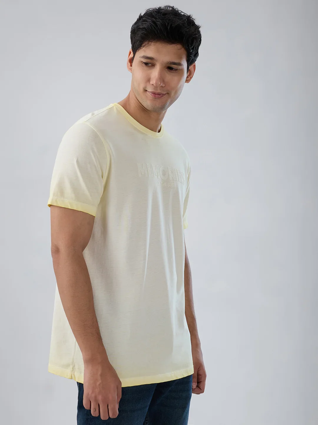 Men T-Shirt Graphic Yellow Regular Fit - Image 3