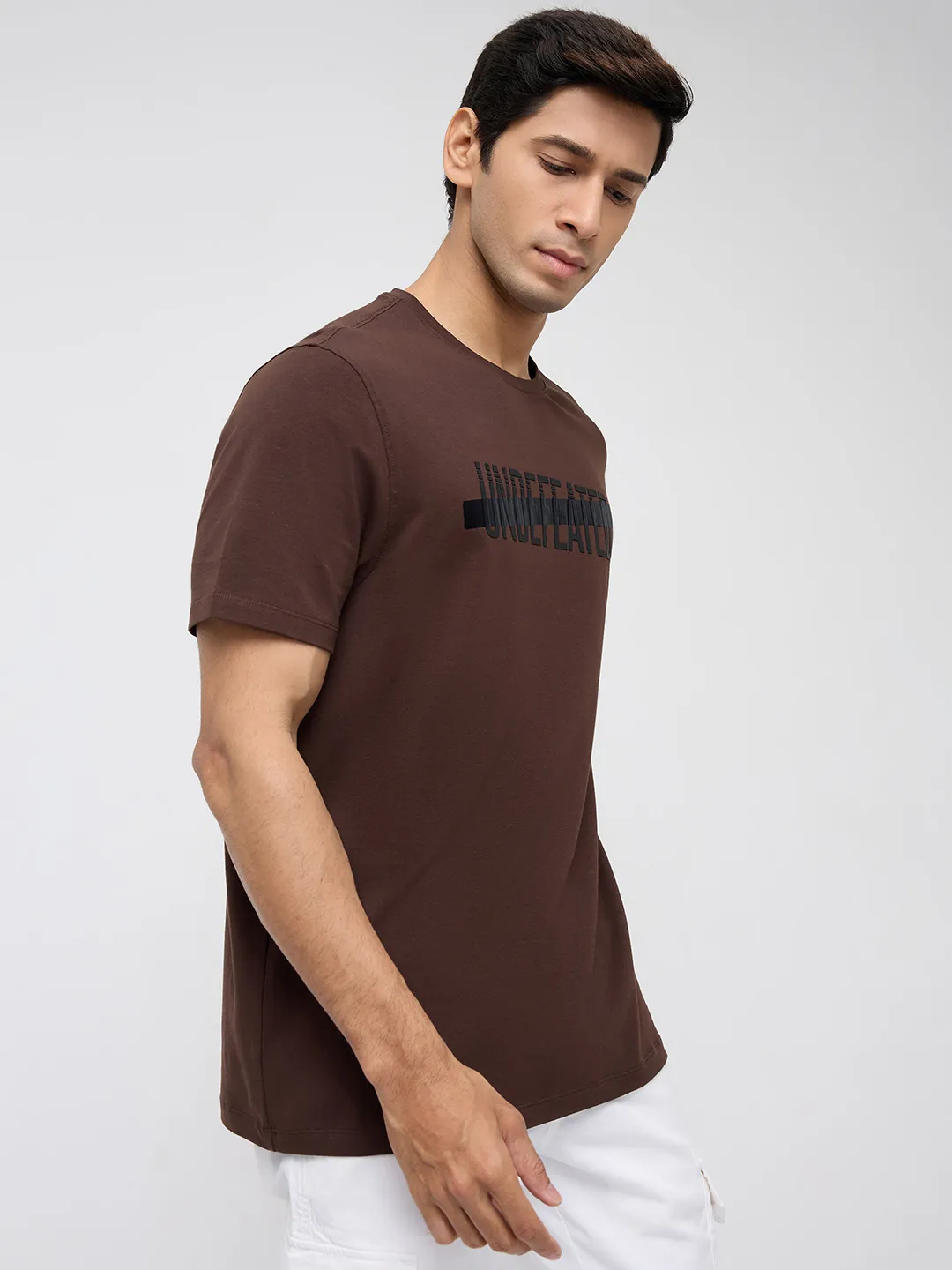 Men T-Shirt Graphic Brown Regular Fit - Image 3