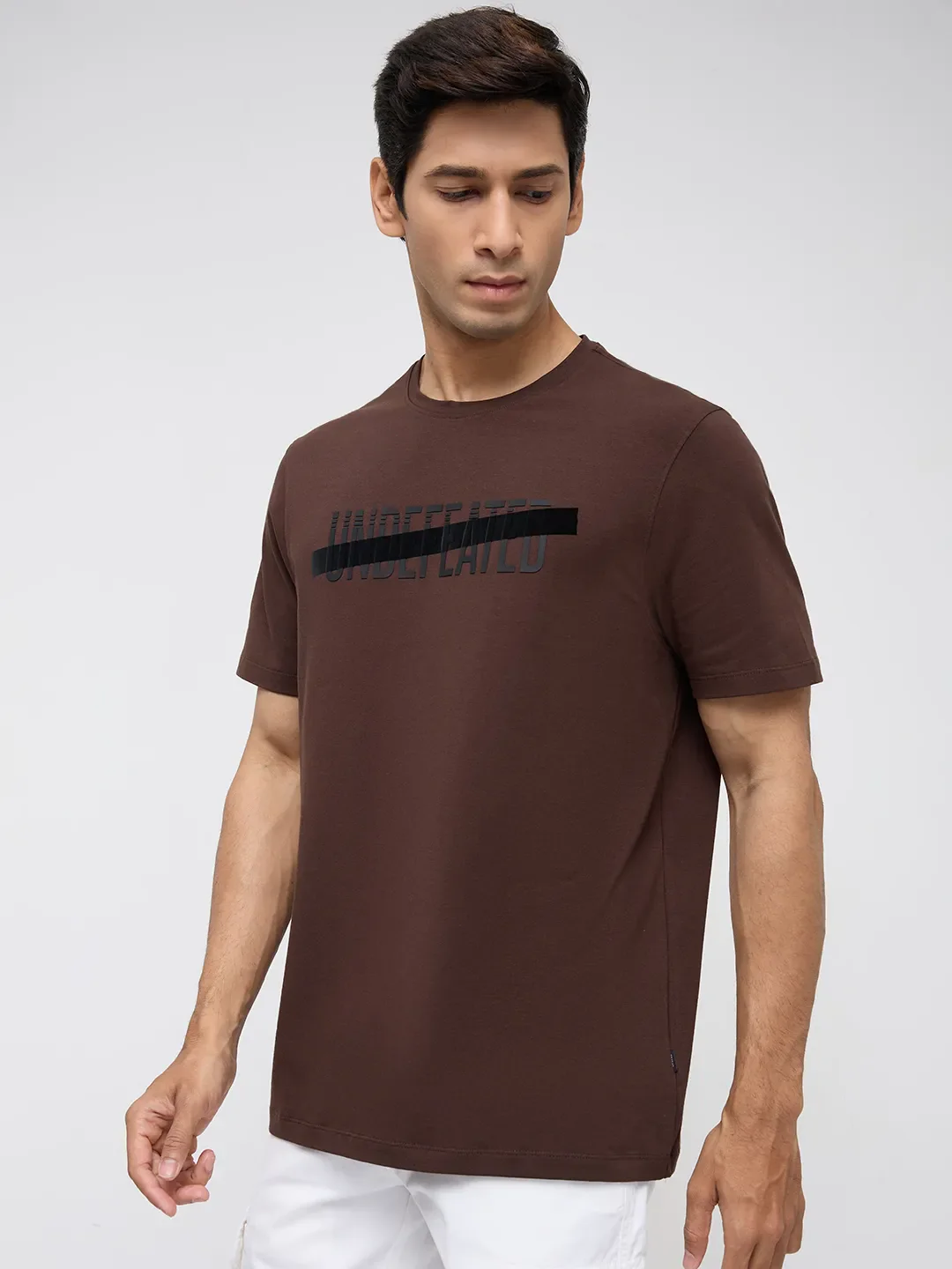 Men T-Shirt Graphic Brown Regular Fit - Image 4