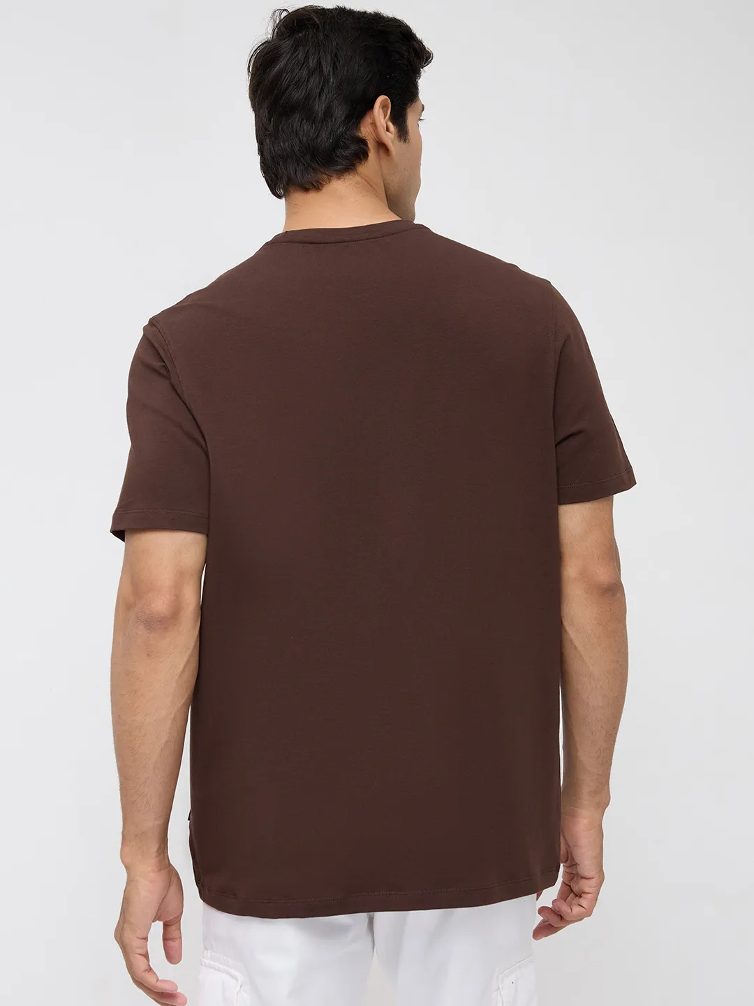 Men T-Shirt Graphic Brown Regular Fit - Image 5