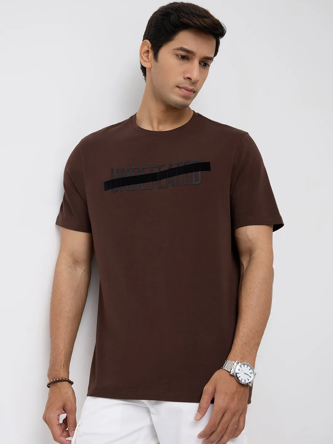 Men T-Shirt Graphic Brown Regular Fit - Image 7