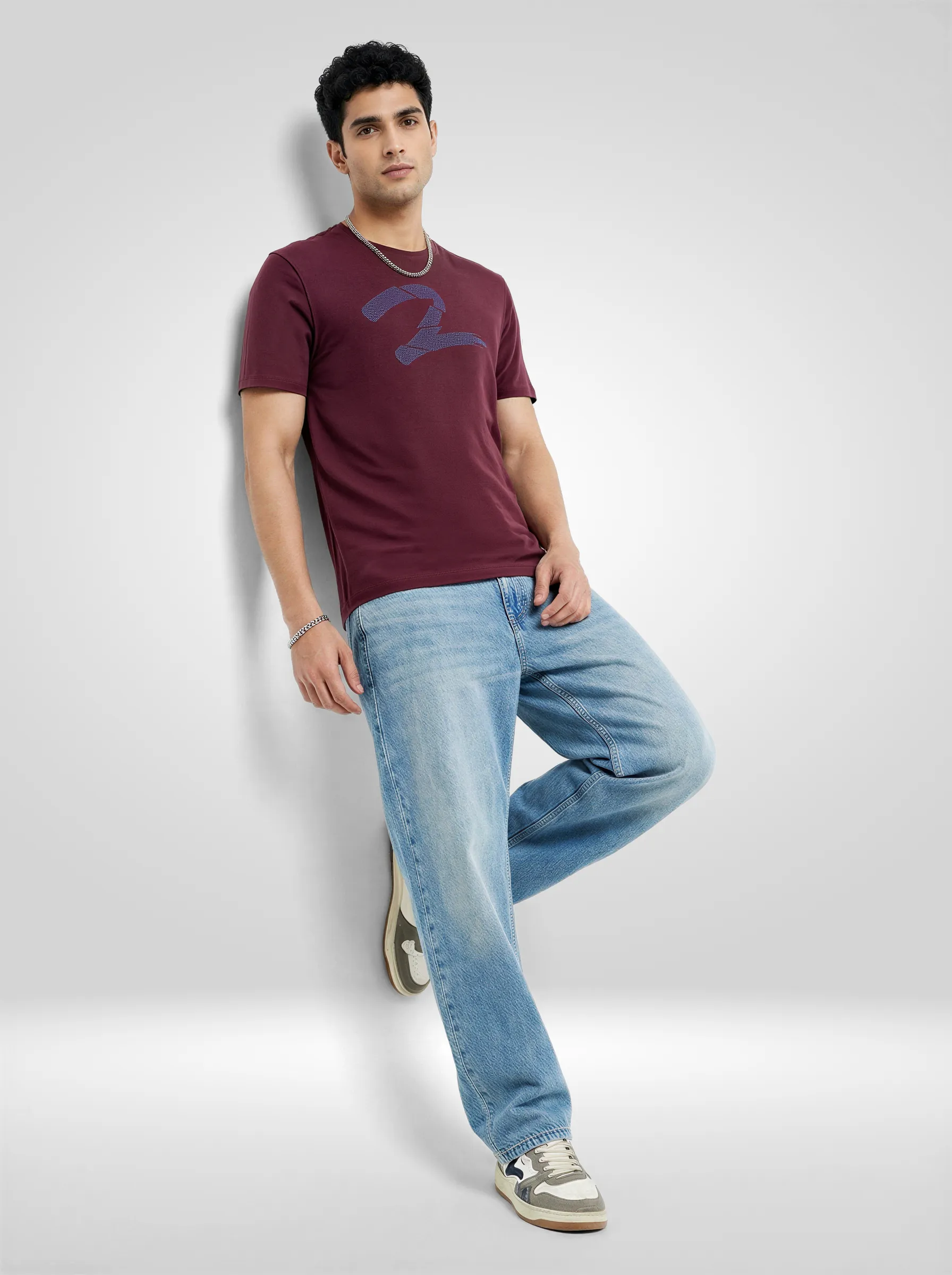 Men T-Shirt Graphic Red Regular Fit - Image 2