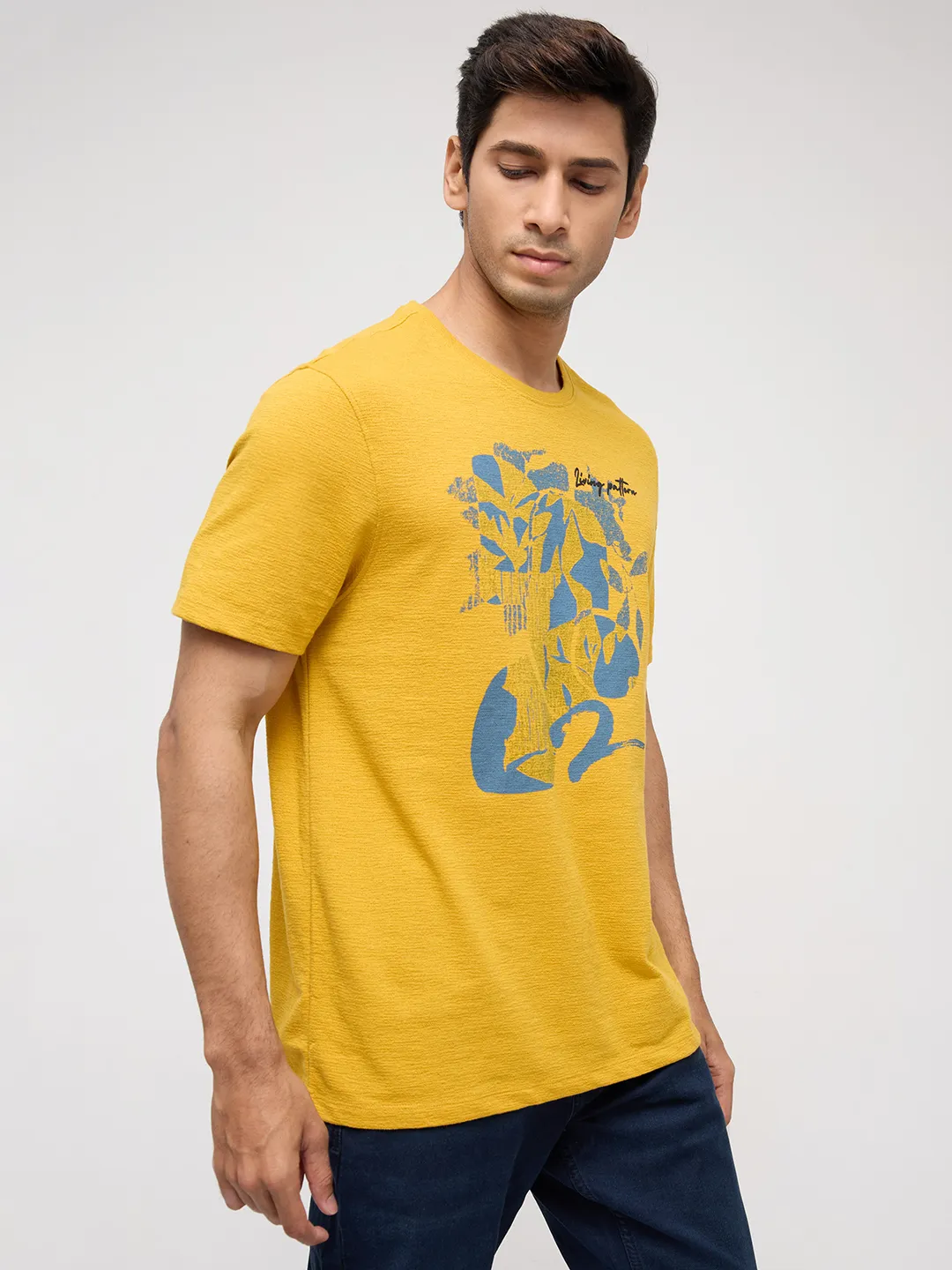 Men T-Shirt Graphic Yellow Regular Fit - Image 3