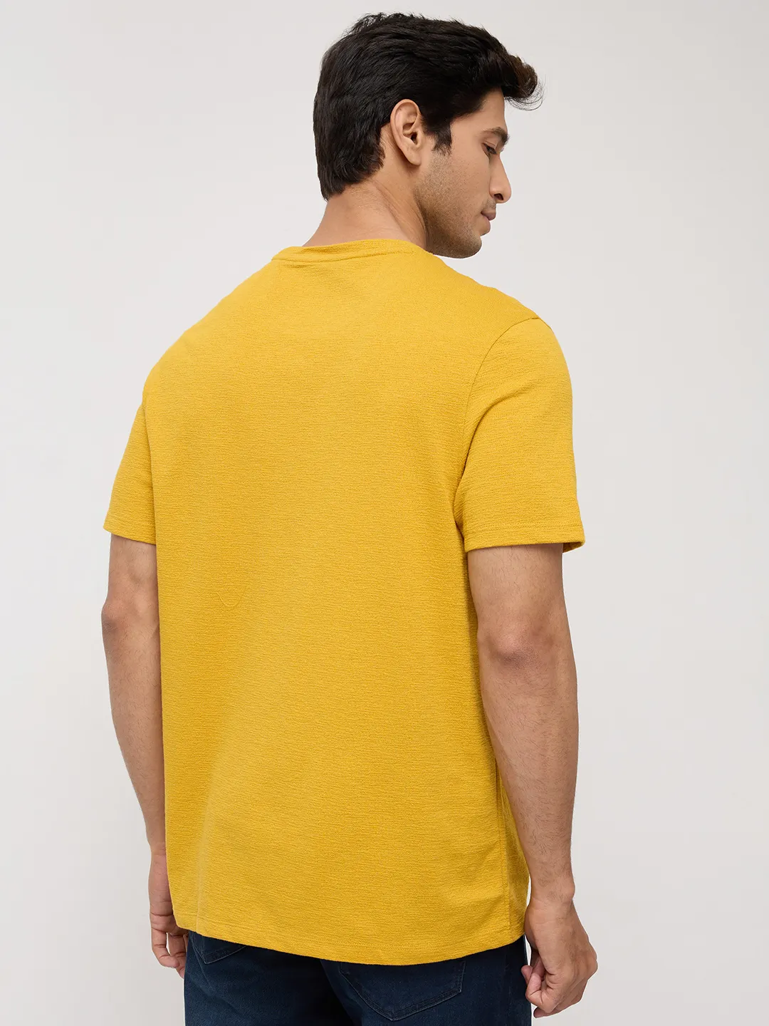 Men T-Shirt Graphic Yellow Regular Fit - Image 5