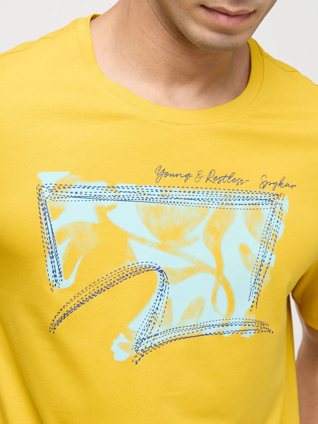 Men T-Shirt Graphic Yellow Regular Fit - Image 6