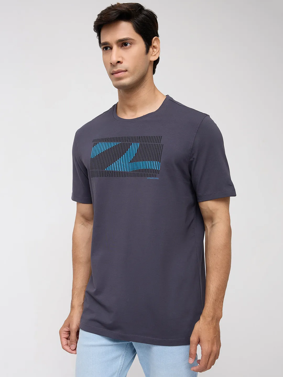 Men T-Shirt Graphic Grey Regular Fit - Image 4