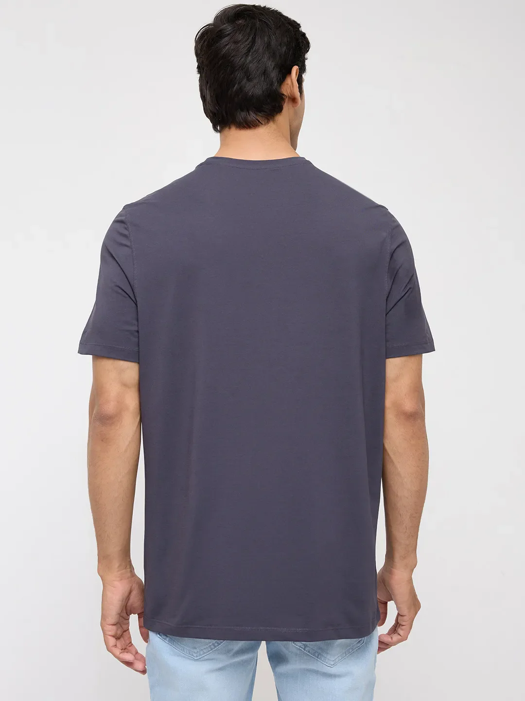Men T-Shirt Graphic Grey Regular Fit - Image 5