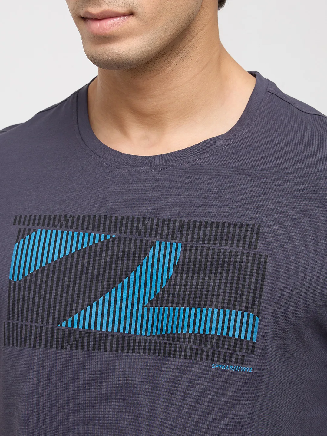 Men T-Shirt Graphic Grey Regular Fit - Image 6