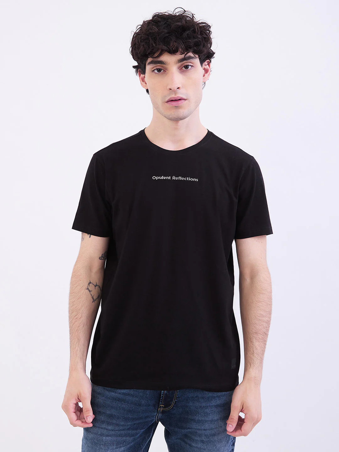 Men T-Shirt Black Slim Fit - Image 2