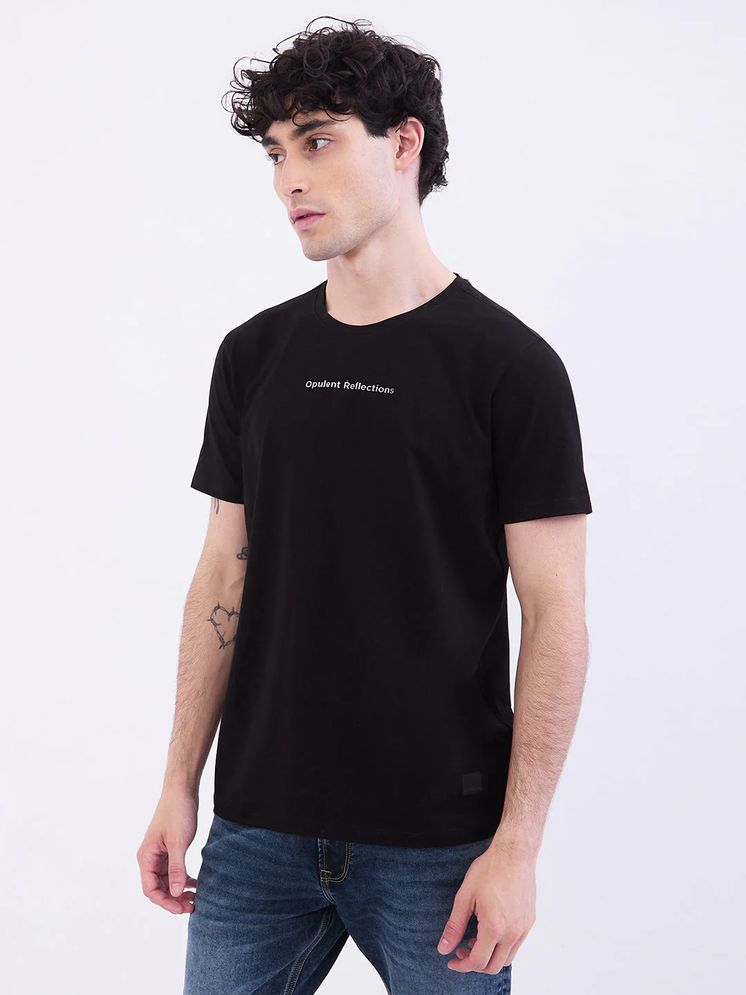 Men T-Shirt Black Slim Fit - Image 3