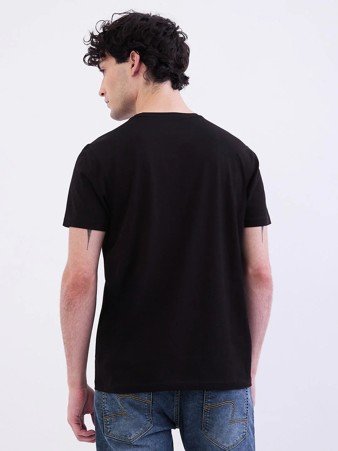Men T-Shirt Black Slim Fit - Image 4