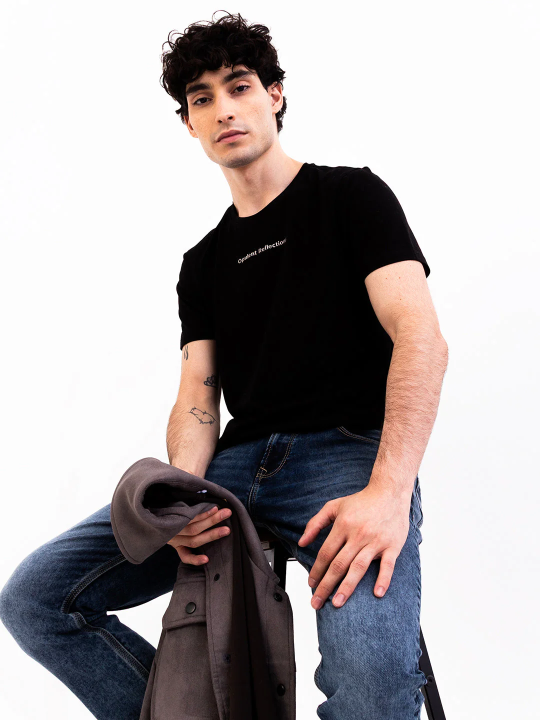 Men T-Shirt Black Slim Fit - Image 7