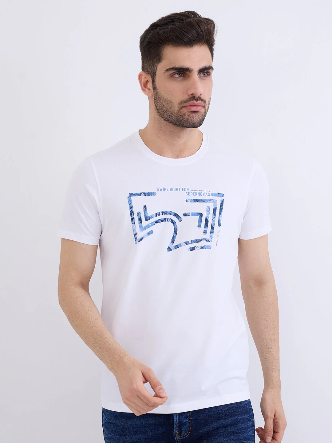 Men T-Shirt White Slim Fit - Image 2