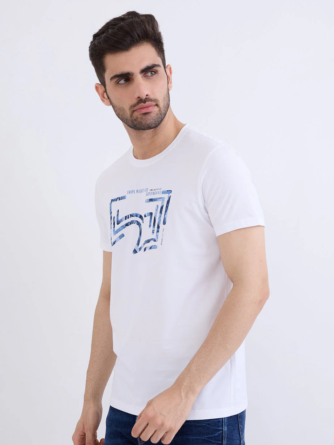 Men T-Shirt White Slim Fit - Image 3