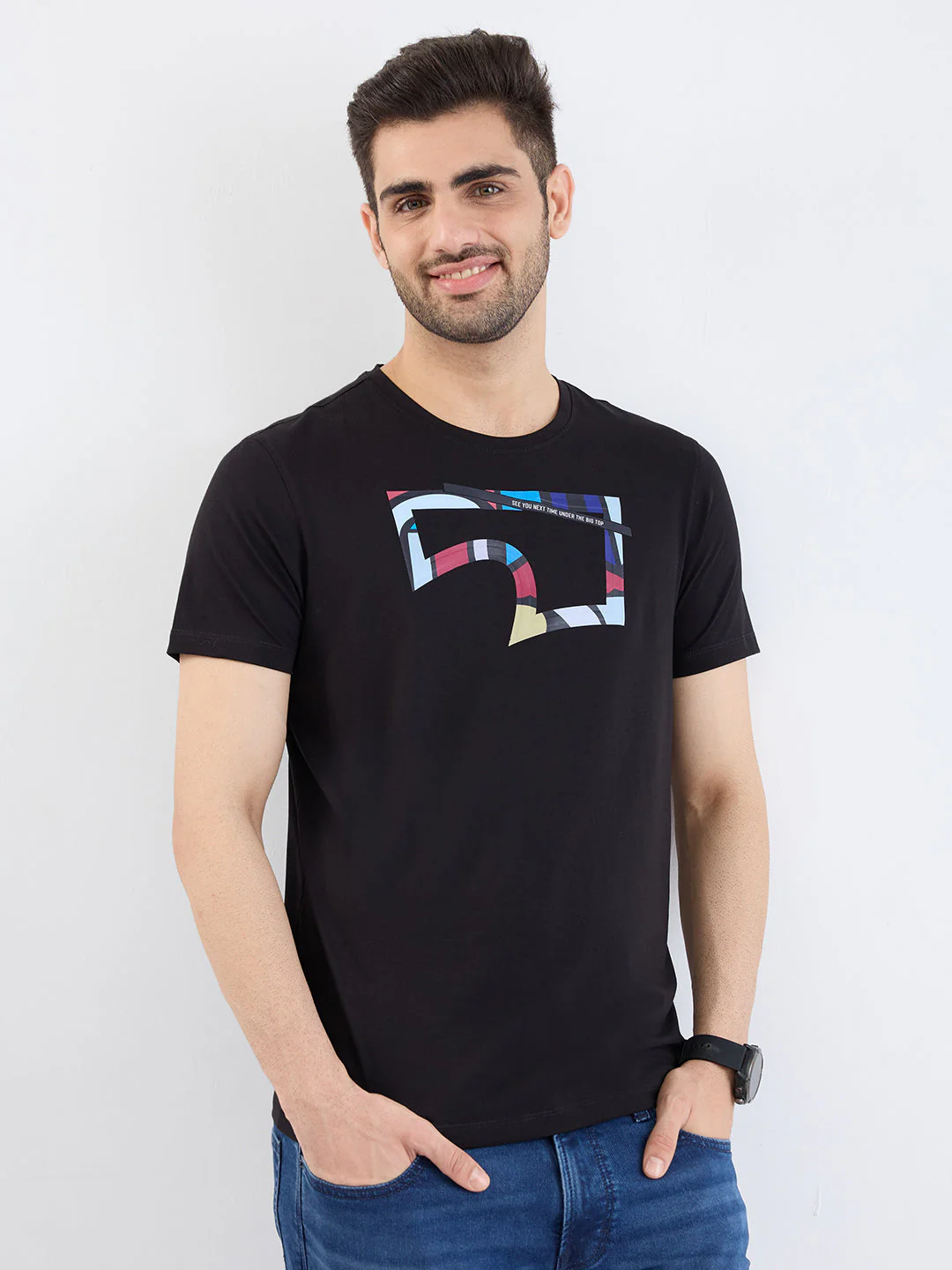 Men T-Shirt Black Slim Fit - Image 7