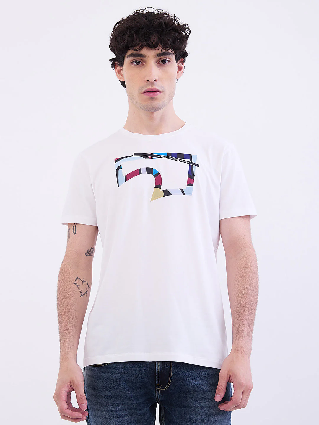 Men T-Shirt White Slim Fit - Image 2