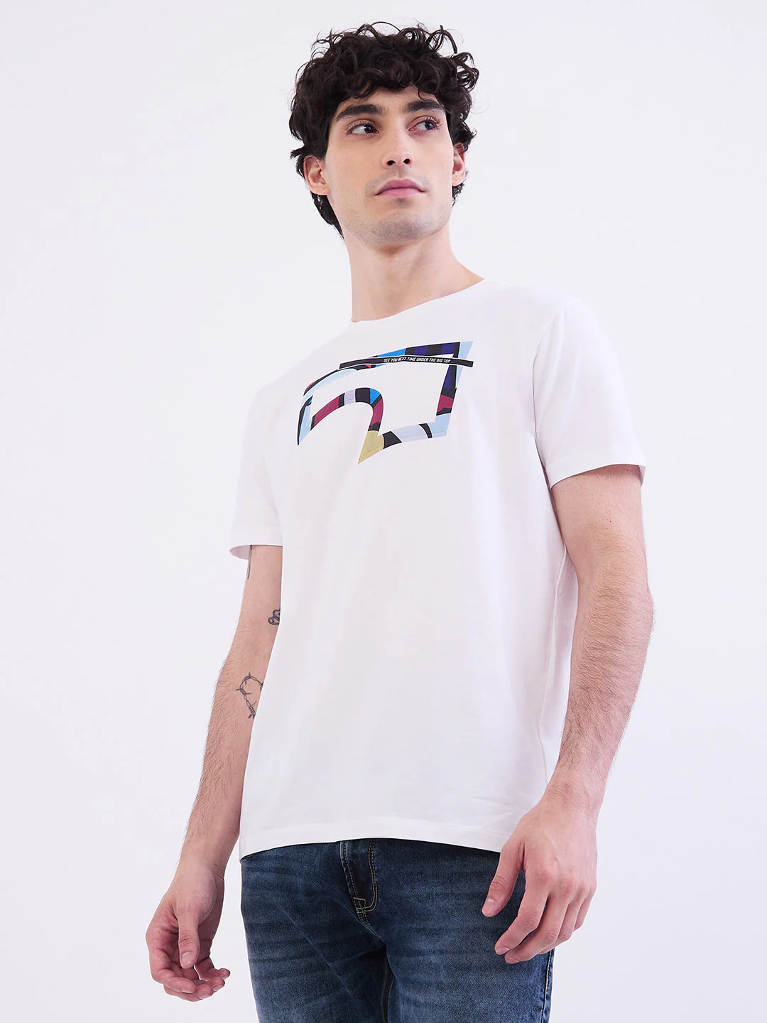 Men T-Shirt White Slim Fit - Image 3
