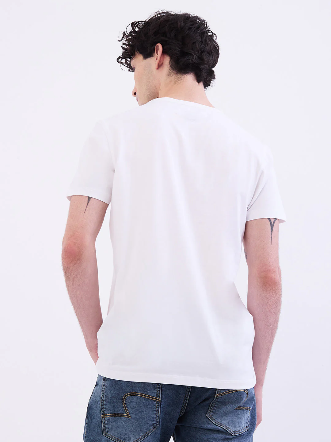 Men T-Shirt White Slim Fit - Image 4