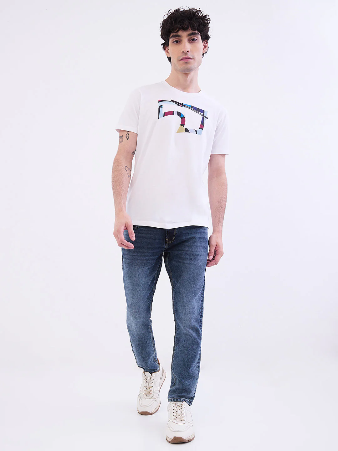 Men T-Shirt White Slim Fit - Image 5