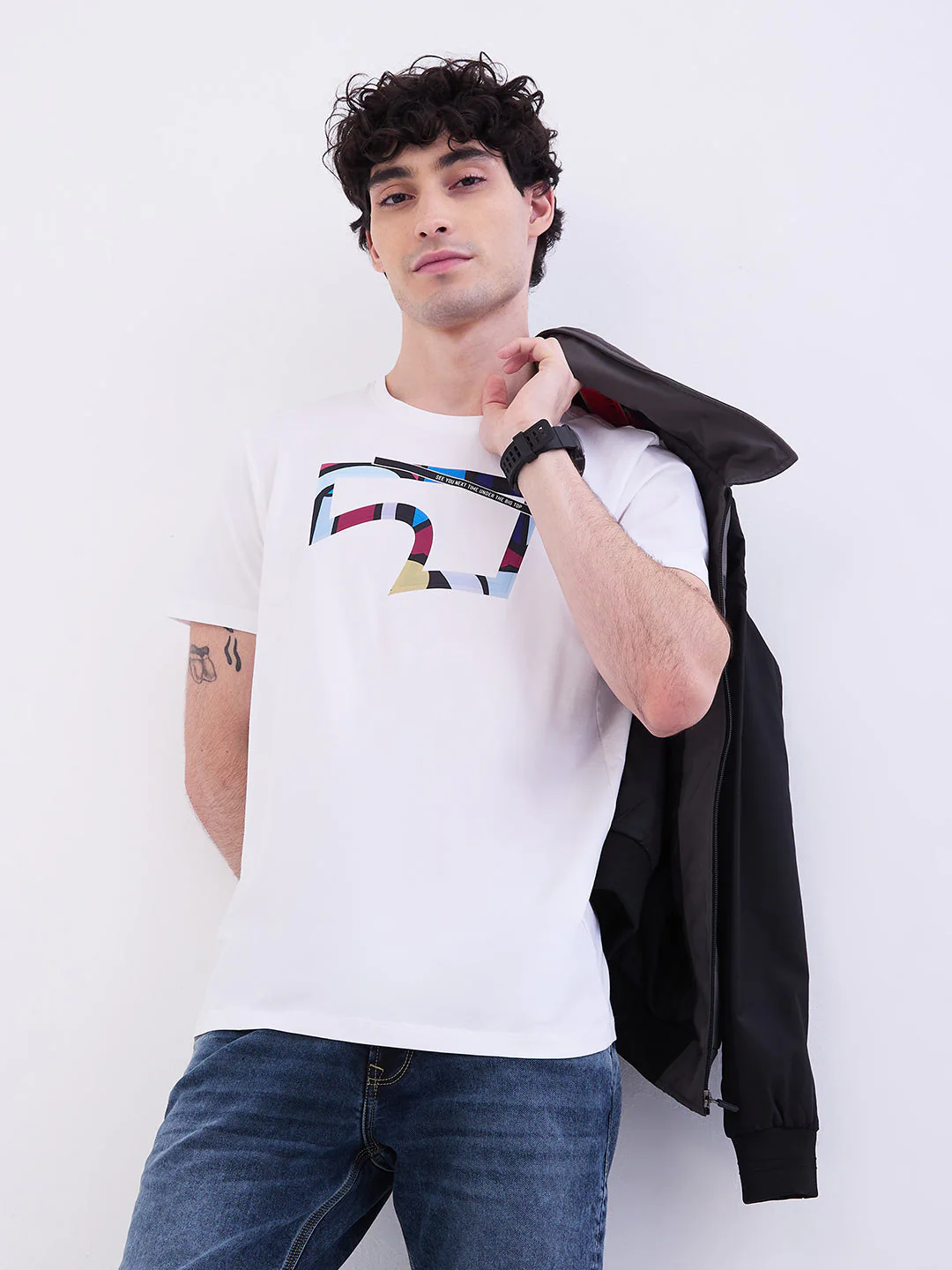 Men T-Shirt White Slim Fit - Image 7