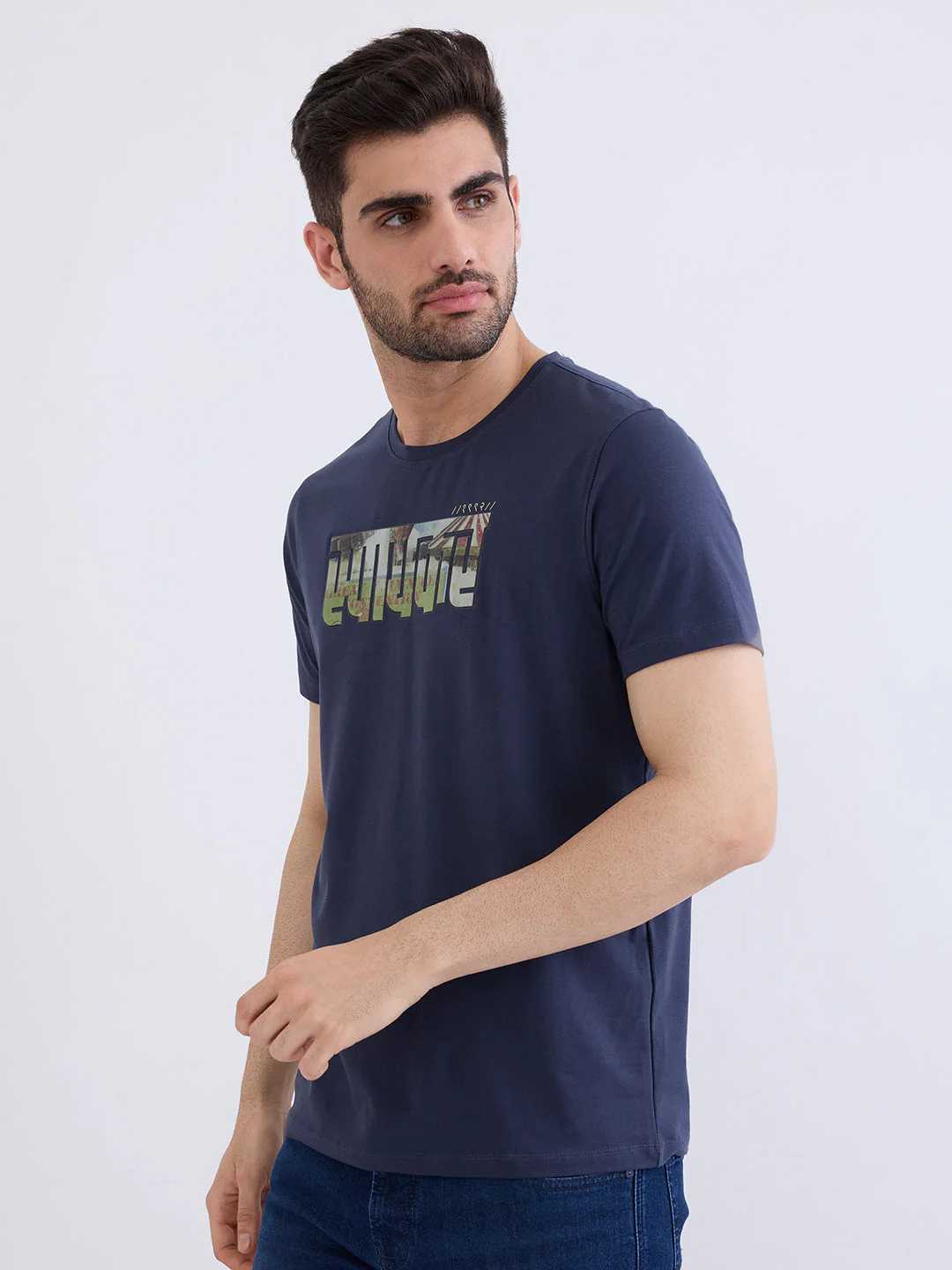 Men T-Shirt Grey Slim Fit - Image 3
