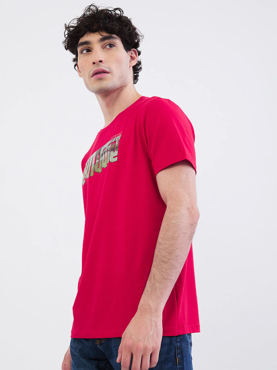 Men T-Shirt Red Slim Fit - Image 3