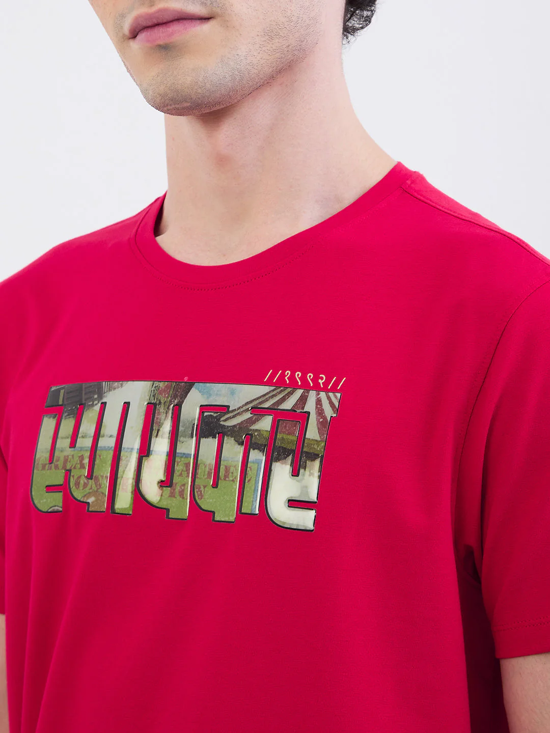 Men T-Shirt Red Slim Fit - Image 6