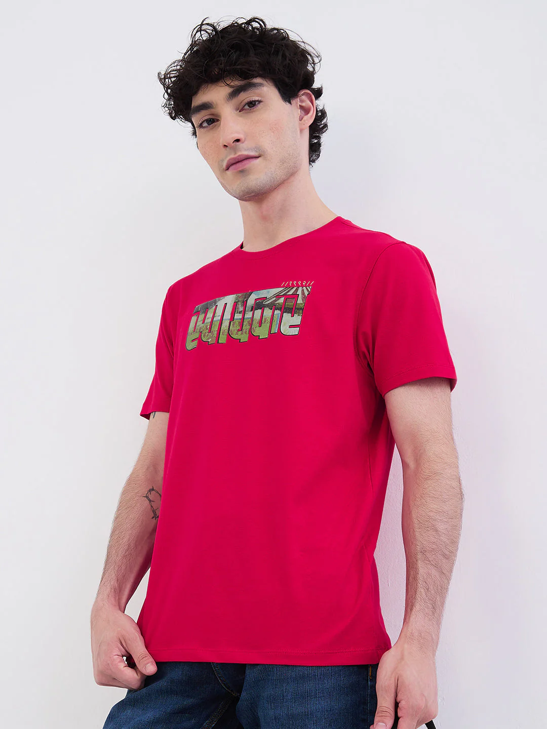 Men T-Shirt Red Slim Fit - Image 7