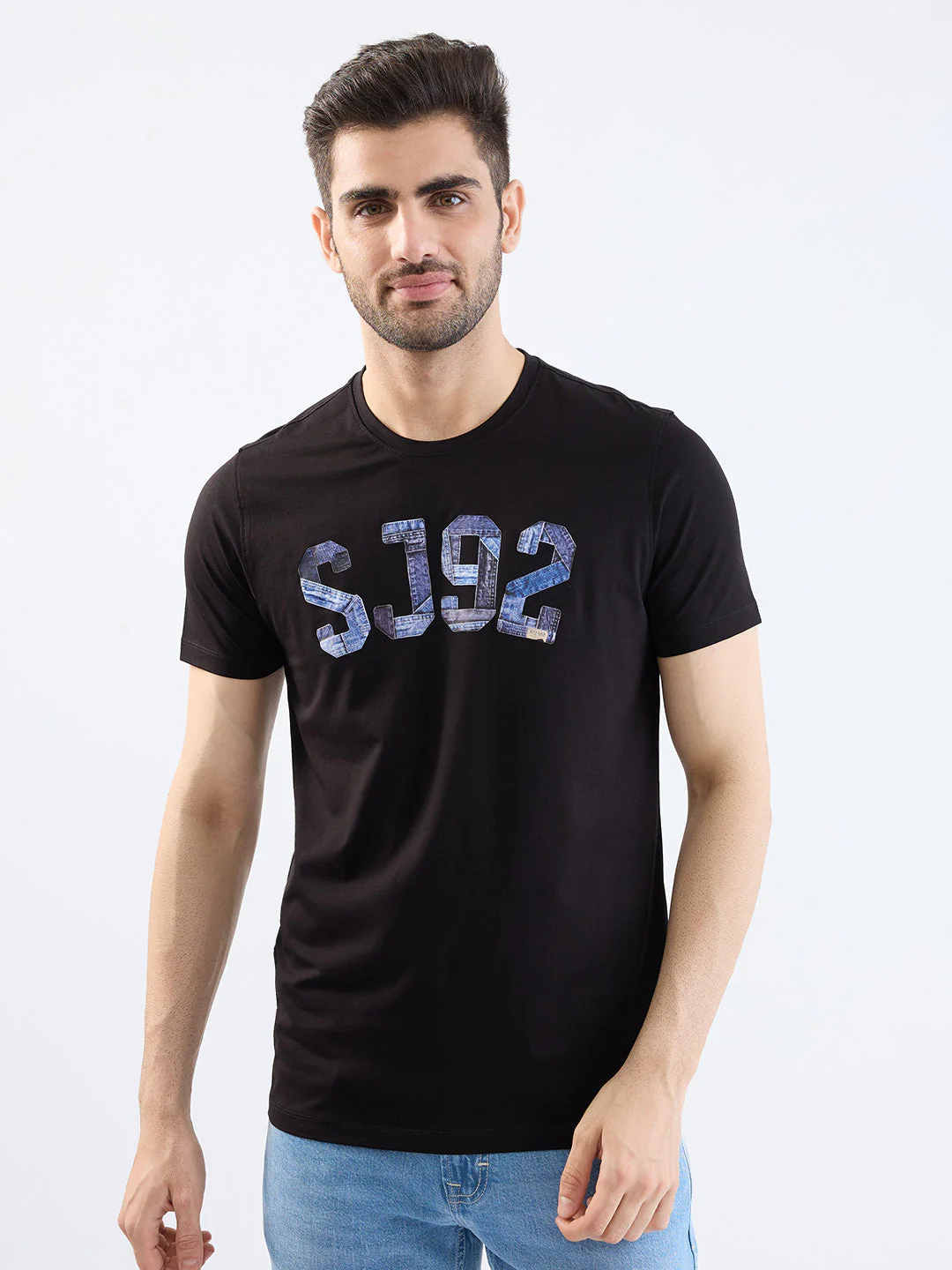 Men T-Shirt Black Slim Fit - Image 2