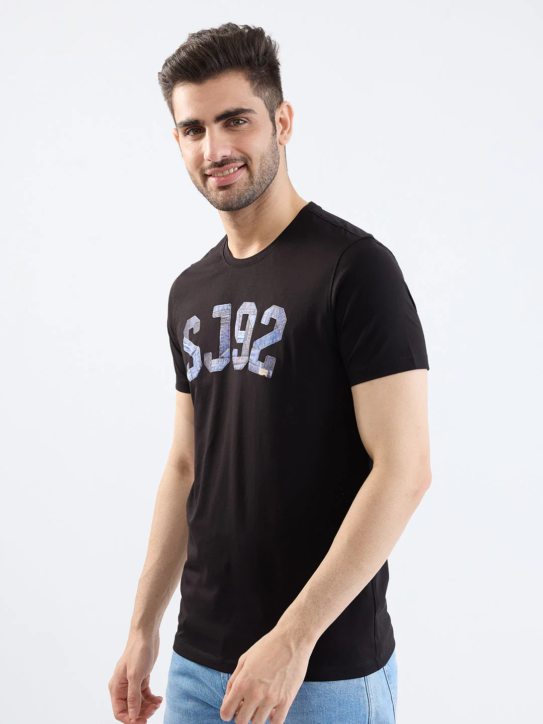 Men T-Shirt Black Slim Fit - Image 3