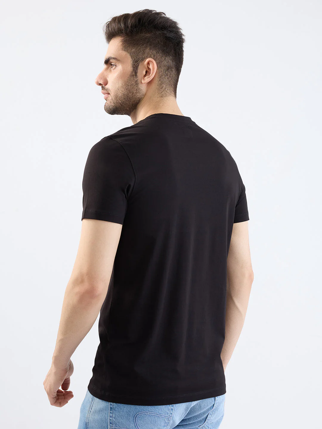 Men T-Shirt Black Slim Fit - Image 4