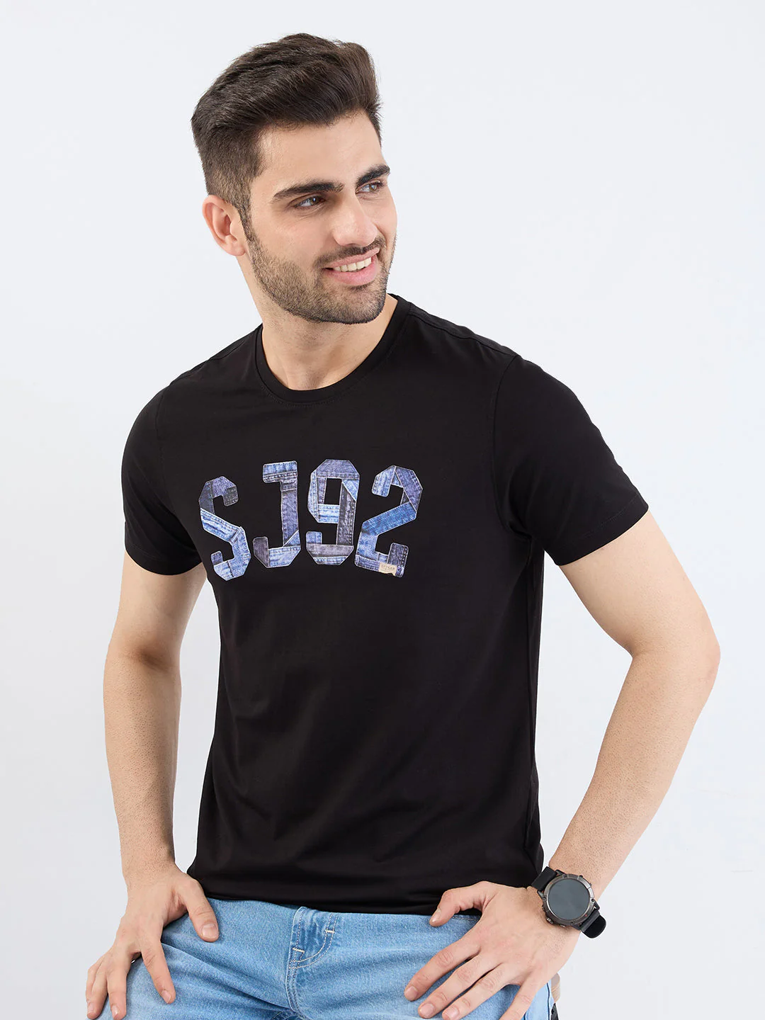 Men T-Shirt Black Slim Fit - Image 7