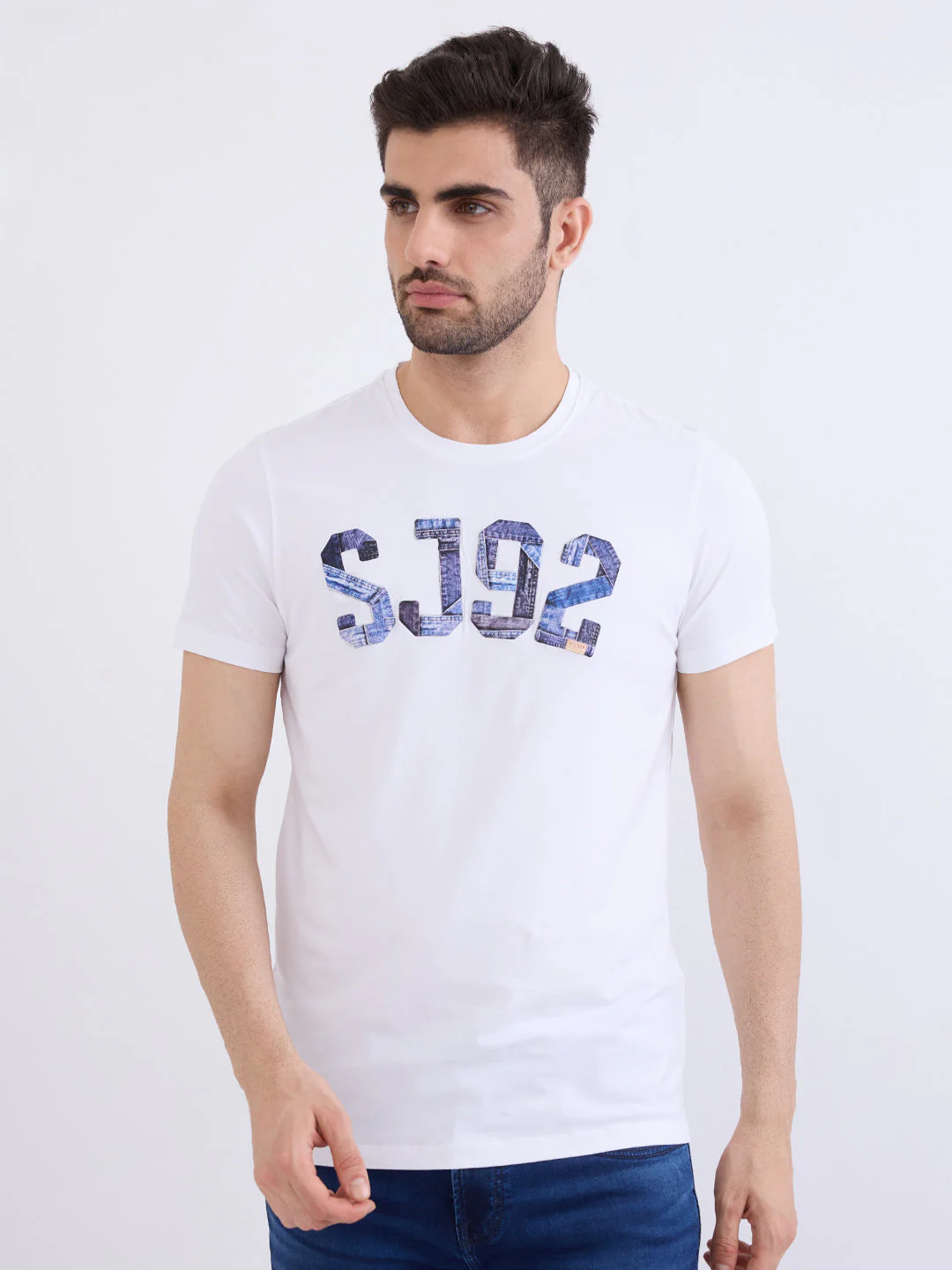 Men T-Shirt White Slim Fit - Image 2