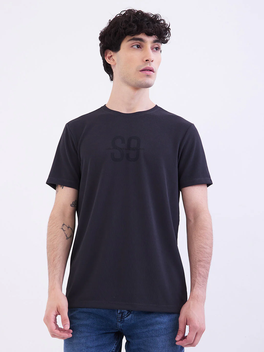 Men T-Shirt Blue Slim Fit - Image 2