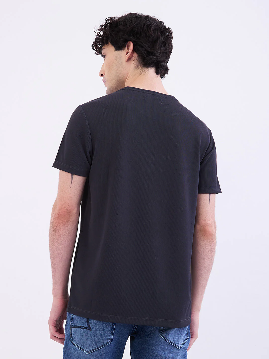 Men T-Shirt Blue Slim Fit - Image 4