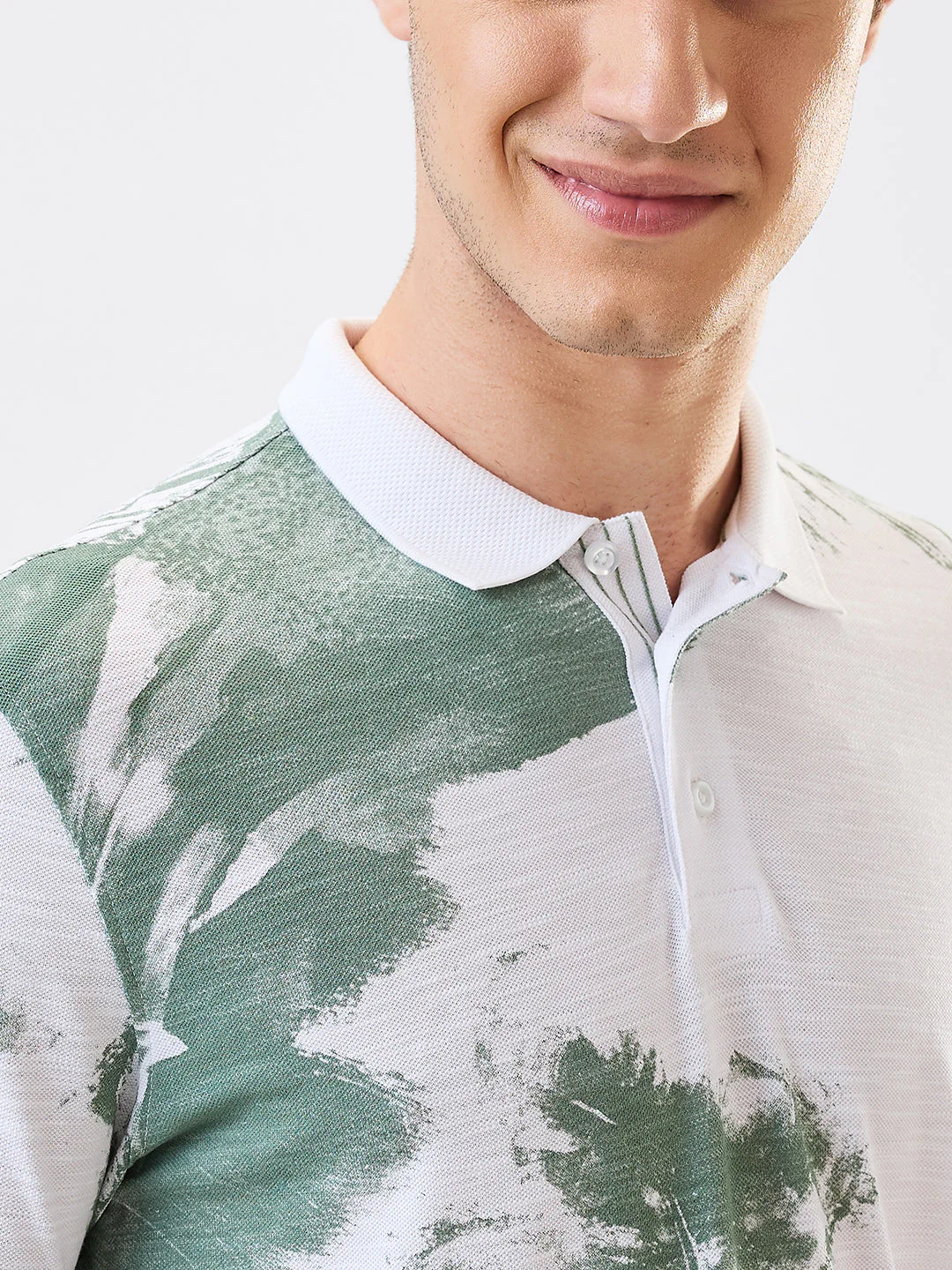 Men T-Shirt Green Print Slim Fit - Image 5