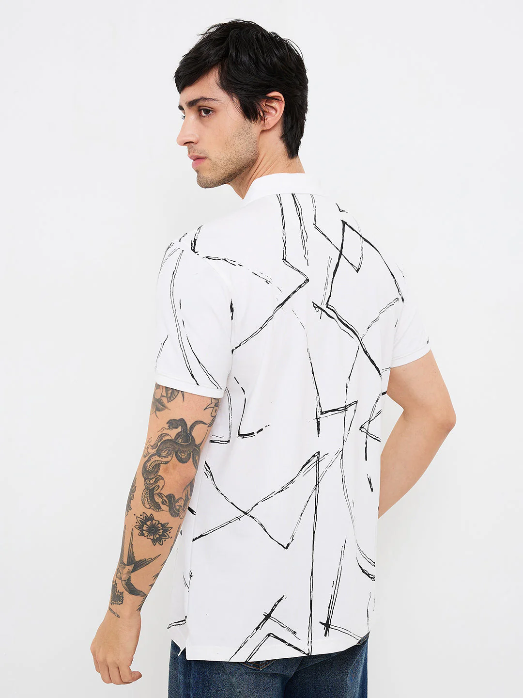 Men T-Shirt White Print Slim Fit - Image 4