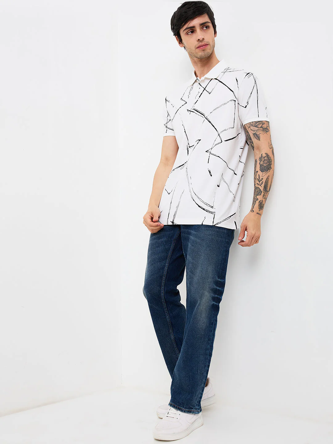 Men T-Shirt White Print Slim Fit - Image 5