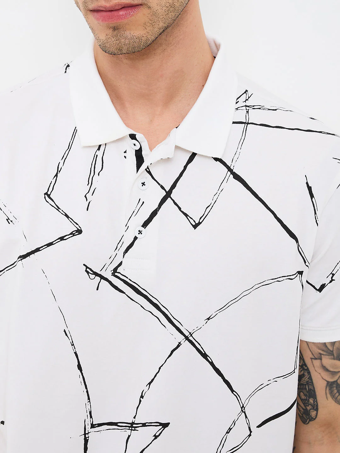 Men T-Shirt White Print Slim Fit - Image 6