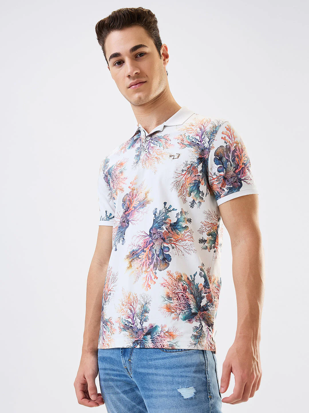 Men T-Shirt Print White Slim Fit - Image 4