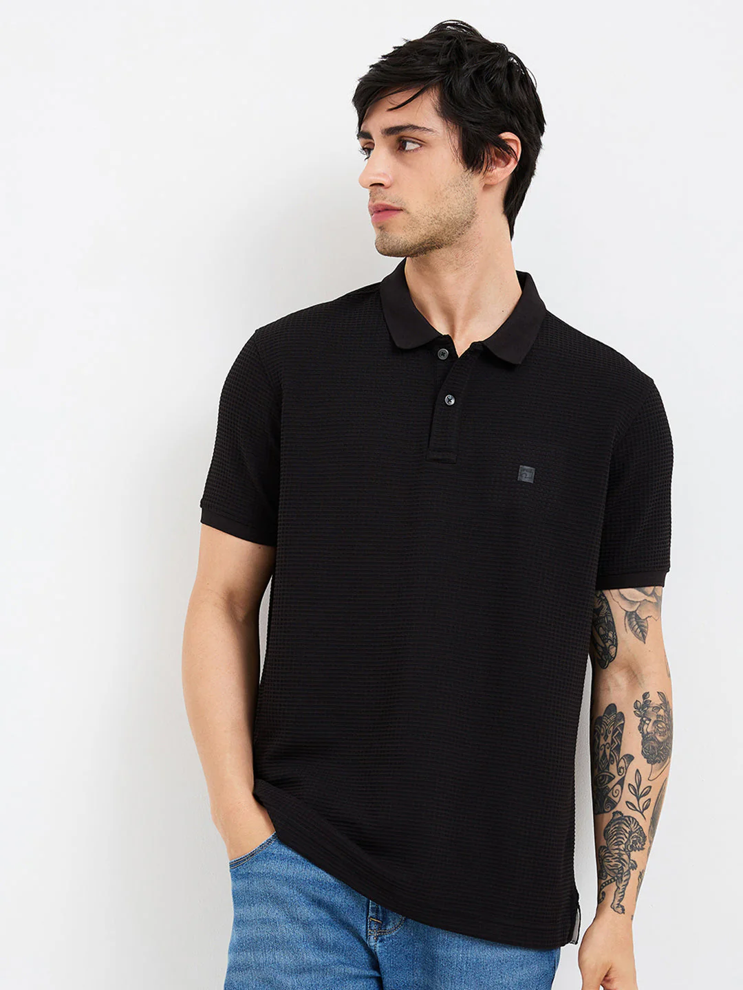 Men T-Shirt Black Slim Fit - Image 2
