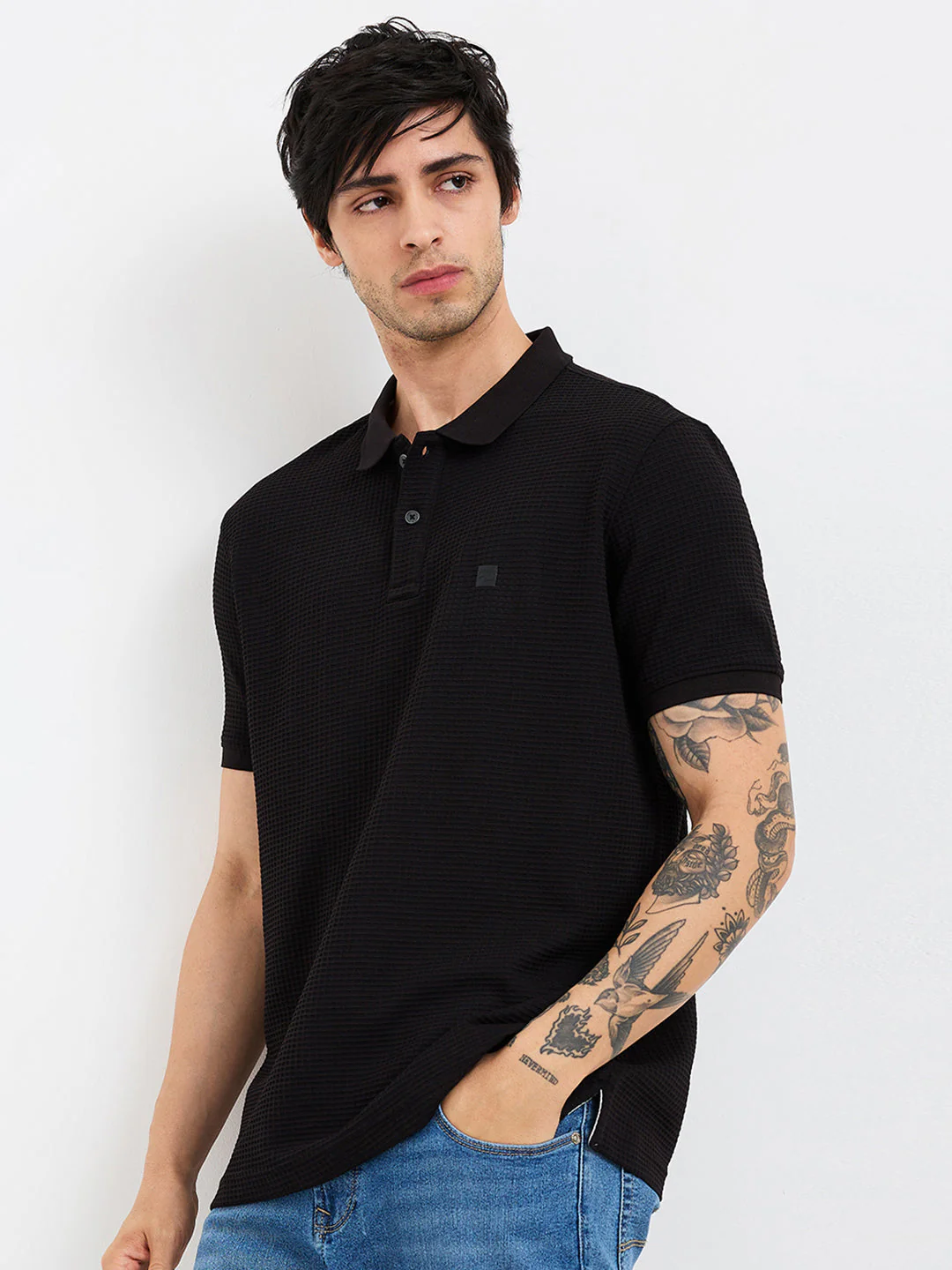 Men T-Shirt Black Slim Fit - Image 3