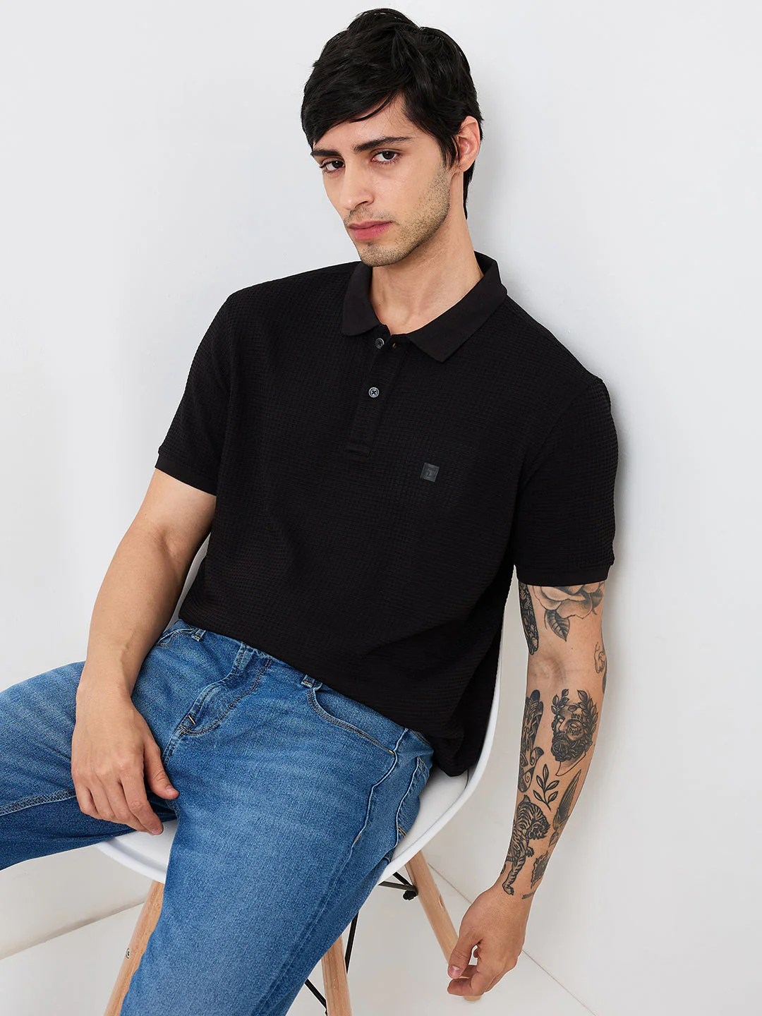 Men T-Shirt Black Slim Fit - Image 7