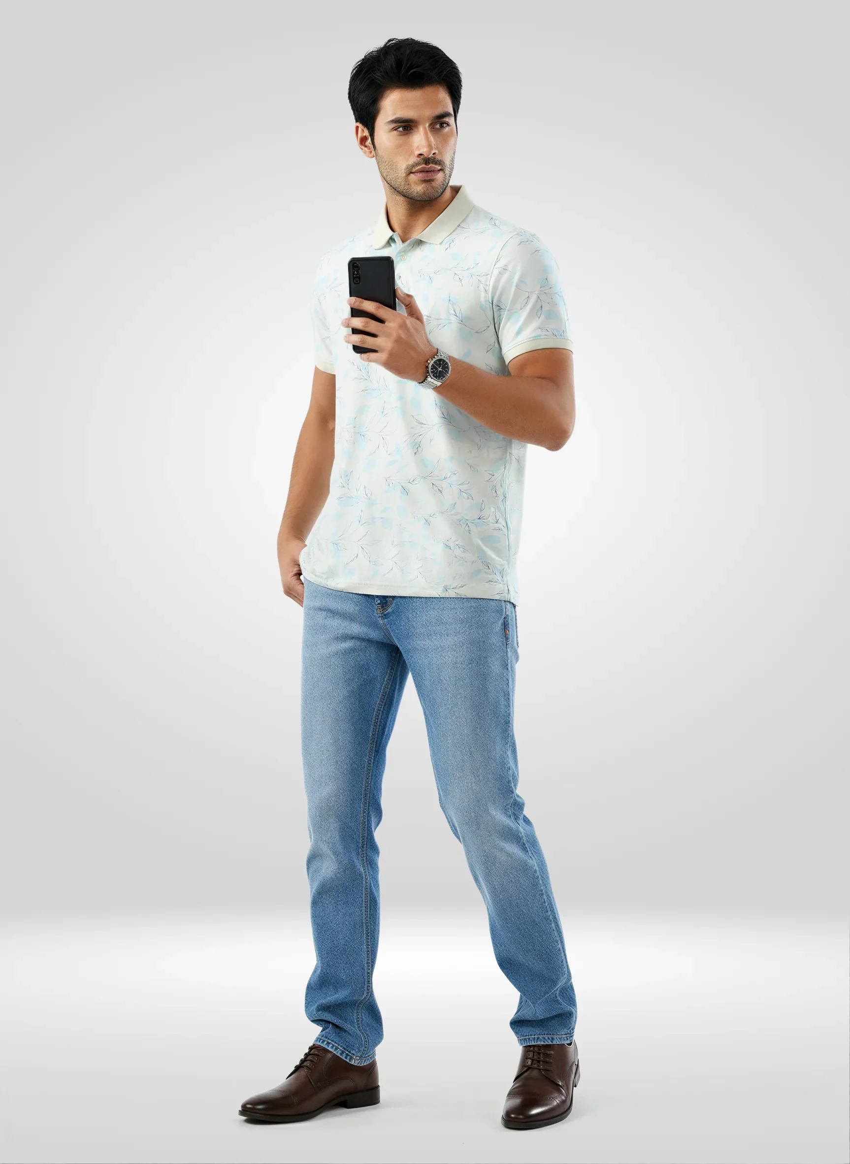 Men T-Shirt Print Blue Regular Fit - Image 2