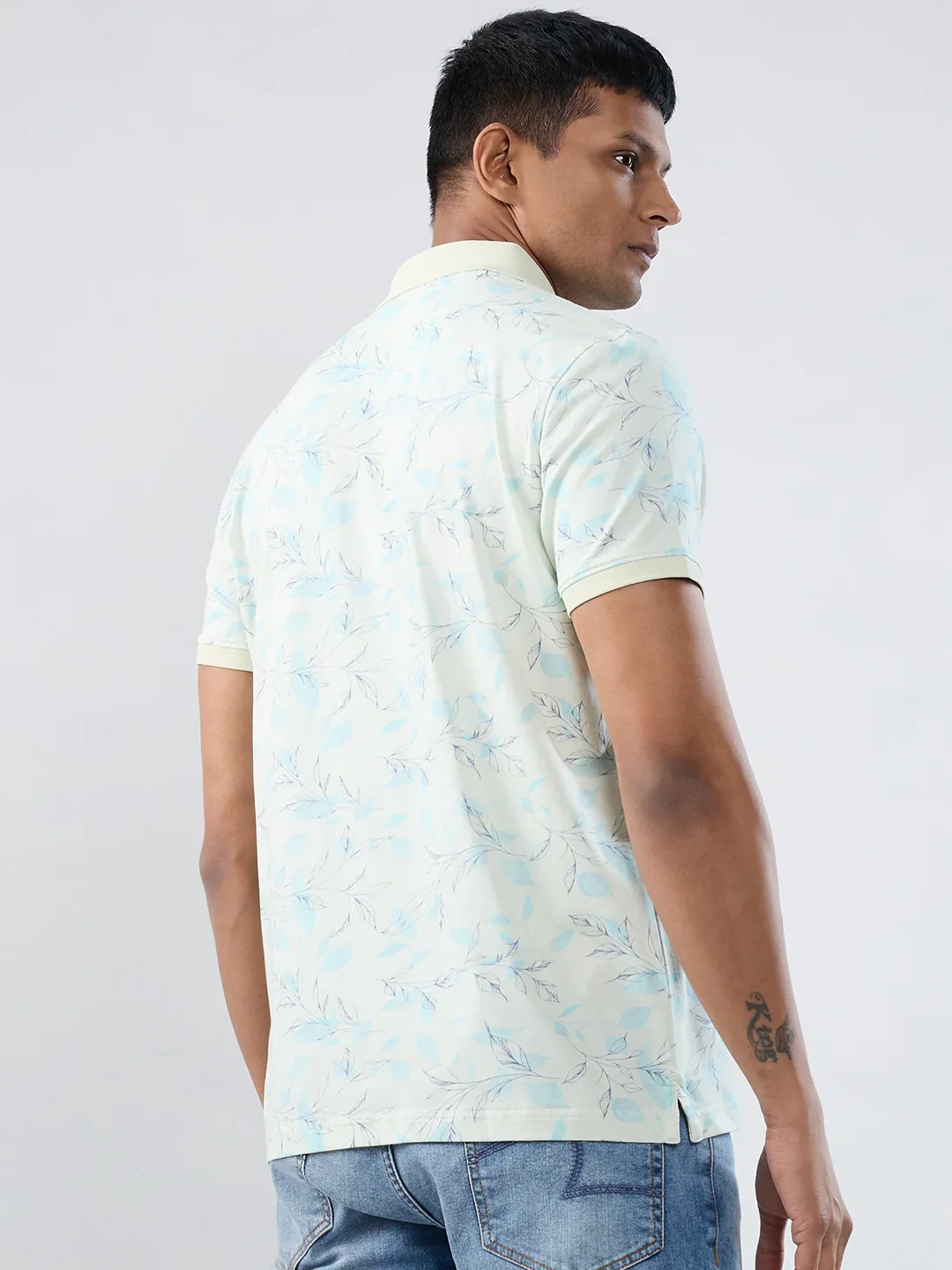 Men T-Shirt Print Blue Regular Fit - Image 6